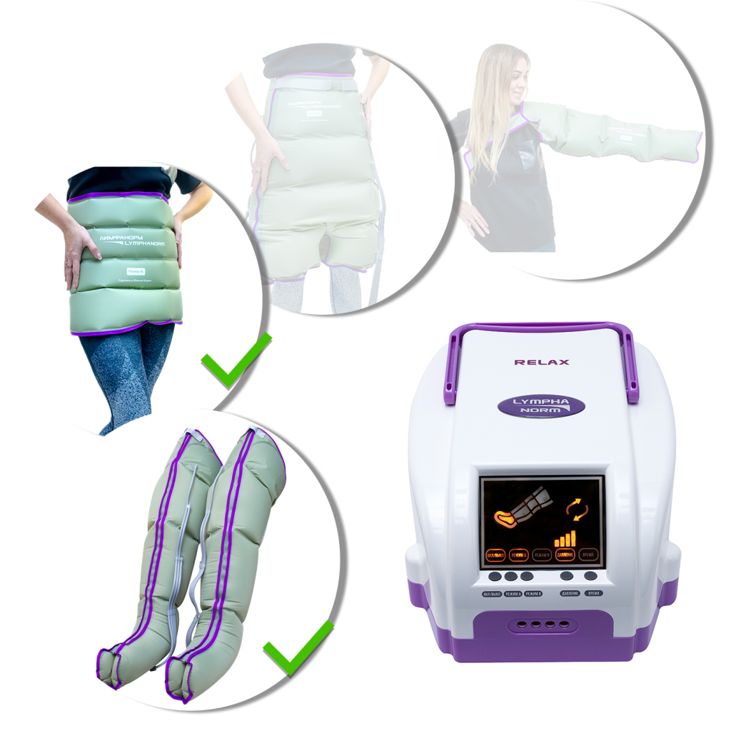 Лимфодренажный аппарат LymphaNorm Relax + 2 манжеты для ног (L) + талия (XL / XXL)