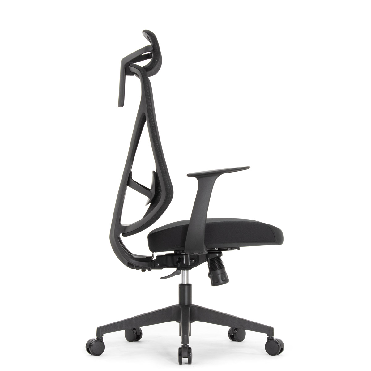 Эргономичное кресло Falto Kuraj (поясничный упор, сетка, ткань, чёрный)