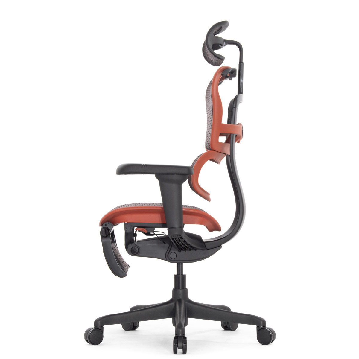 Геймерское кресло Falto Ergohuman 2 Ultra Game с подножкой (наклон вперёд, сетка, чёрный с красным)