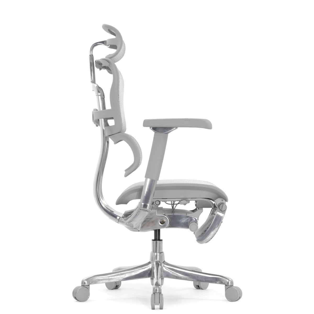 Эргономичное кресло Falto Ergohuman 2 Luxury с подножкой (SmartWork, алюминий, наклон вперёд, сетка, серый)