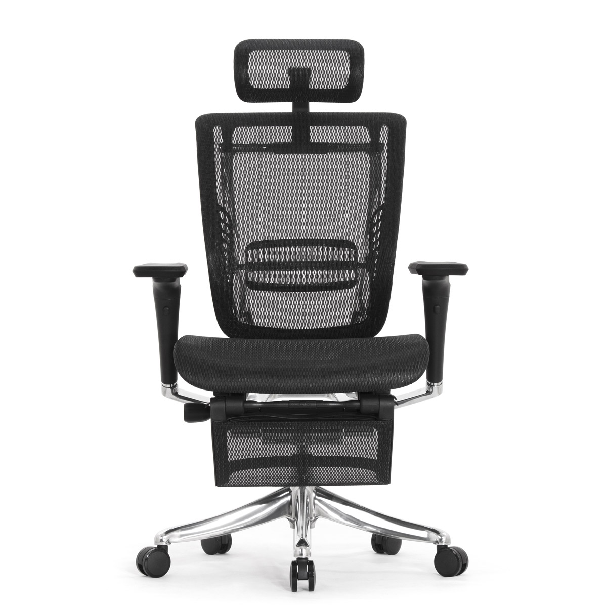 Эргономичное кресло Falto Spring 2 с подножкой (поясничный валик, подлокотники 6D (360), сетка, чёрный)