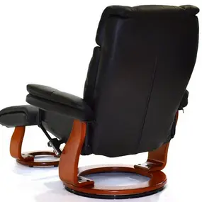 Кресло-реклайнер Relax Zuel (оттоманка, натуральная кожа, чёрный)