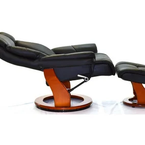 Кресло-реклайнер Relax Zuel (оттоманка, натуральная кожа, чёрный)