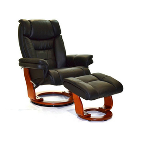 Кресло-реклайнер Relax Zuel (оттоманка, натуральная кожа, чёрный)