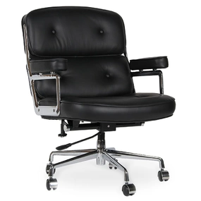 Эргономичное кресло Eames Lobby Chair ES104, черная кожа