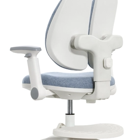 Детское эргономичное кресло Falto KIDS MAX DUO-P, ППУ латекс, спинка корсет, подножка, подлокотник 3D, обивка (голубой)