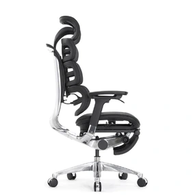 Эргономичное кресло Falto Evolution с подножкой (тихие вставки, управление на подлокотниках, сетка, чёрный)