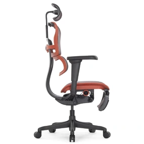 Геймерское кресло Falto Ergohuman 2 Ultra Game с подножкой (наклон вперёд, сетка, чёрный с красным)