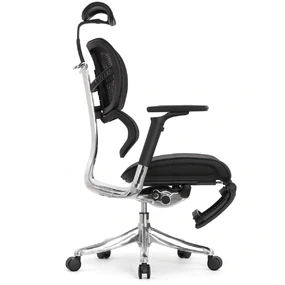 Анатомическое кресло Falto Fly 2 с подножкой (динамичный подголовник, подлокотники 6D (360), сетка, чёрный)