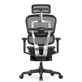 Эргономичное кресло Falto Ergohuman 2 Elite с подножкой (алюминий, наклон вперёд, сетка, чёрный)