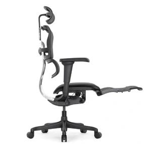 Эргономичное кресло Falto Ergohuman 2 Elite с подножкой (алюминий, наклон вперёд, сетка, чёрный)
