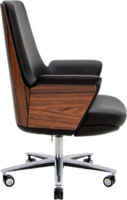 Эргономичное кресло LB чёрная кожа / палисандр